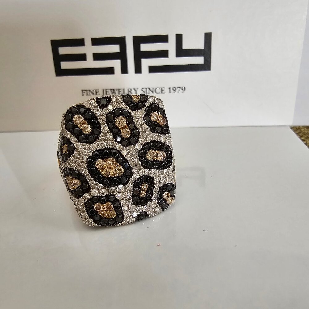 14K Yellow Gold Multi Color Diamond Panther Print ring,  size 9 - Picture 5 of 12